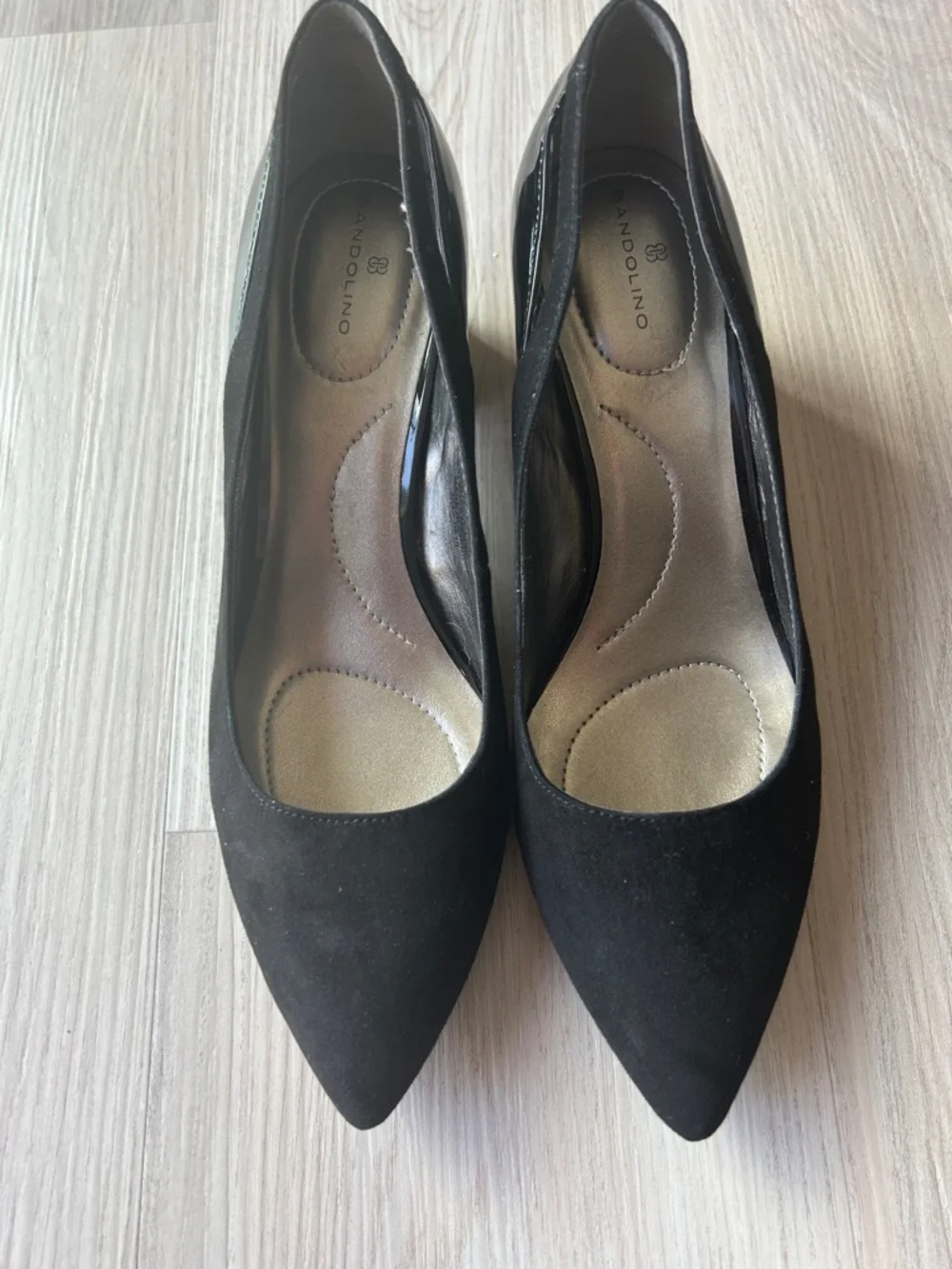 Bandolino Adderley Pumps 7.5M Black Faux Suede Pointed Toe Chunky Heel Vintage